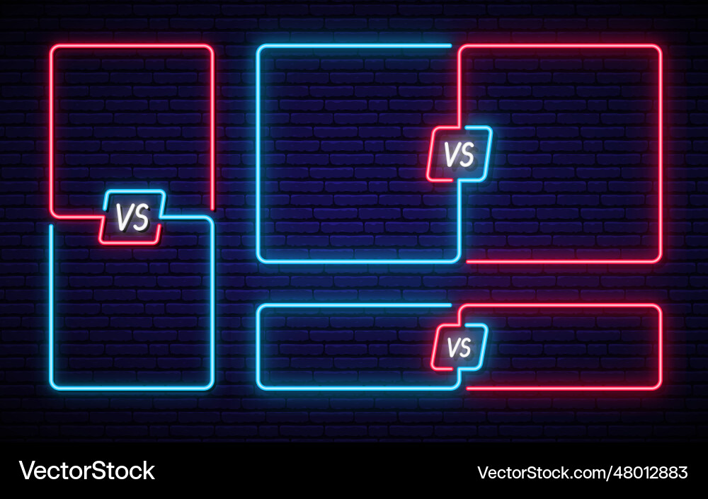 Neon versus set different frames with vs Neon versus set different frames with vs Vector Image