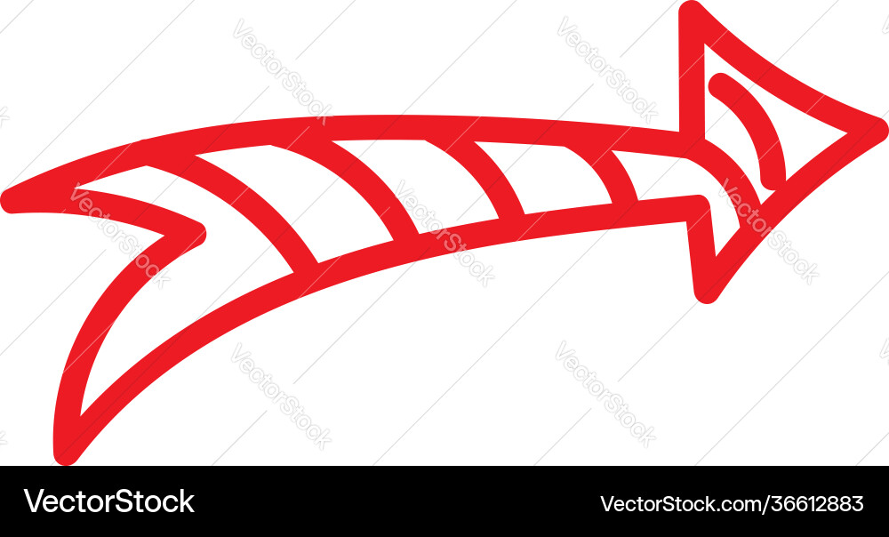 Red arrow with stripes in it pointed to right vector image