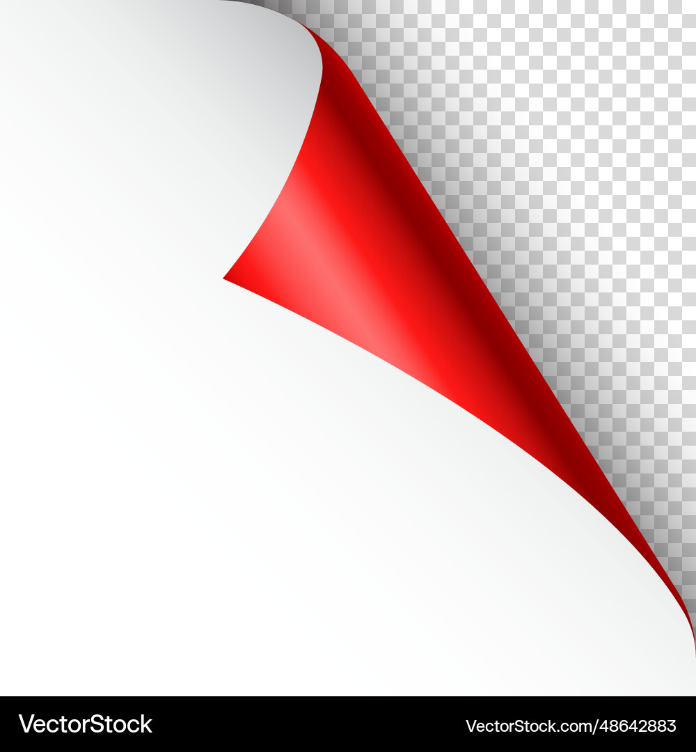 Red paper curl curled page corner with shadow Red paper curl curled page corner with shadow vector image
