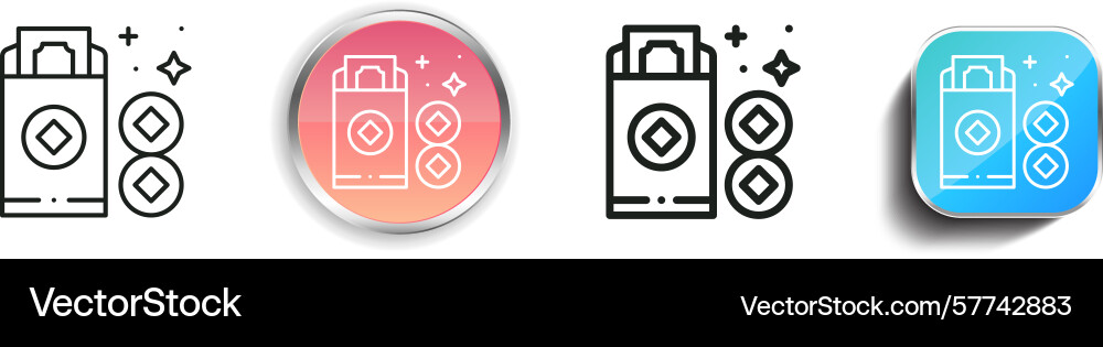 Renminbi icon thin linear regular and button Renminbi icon thin linear regular and button vector image