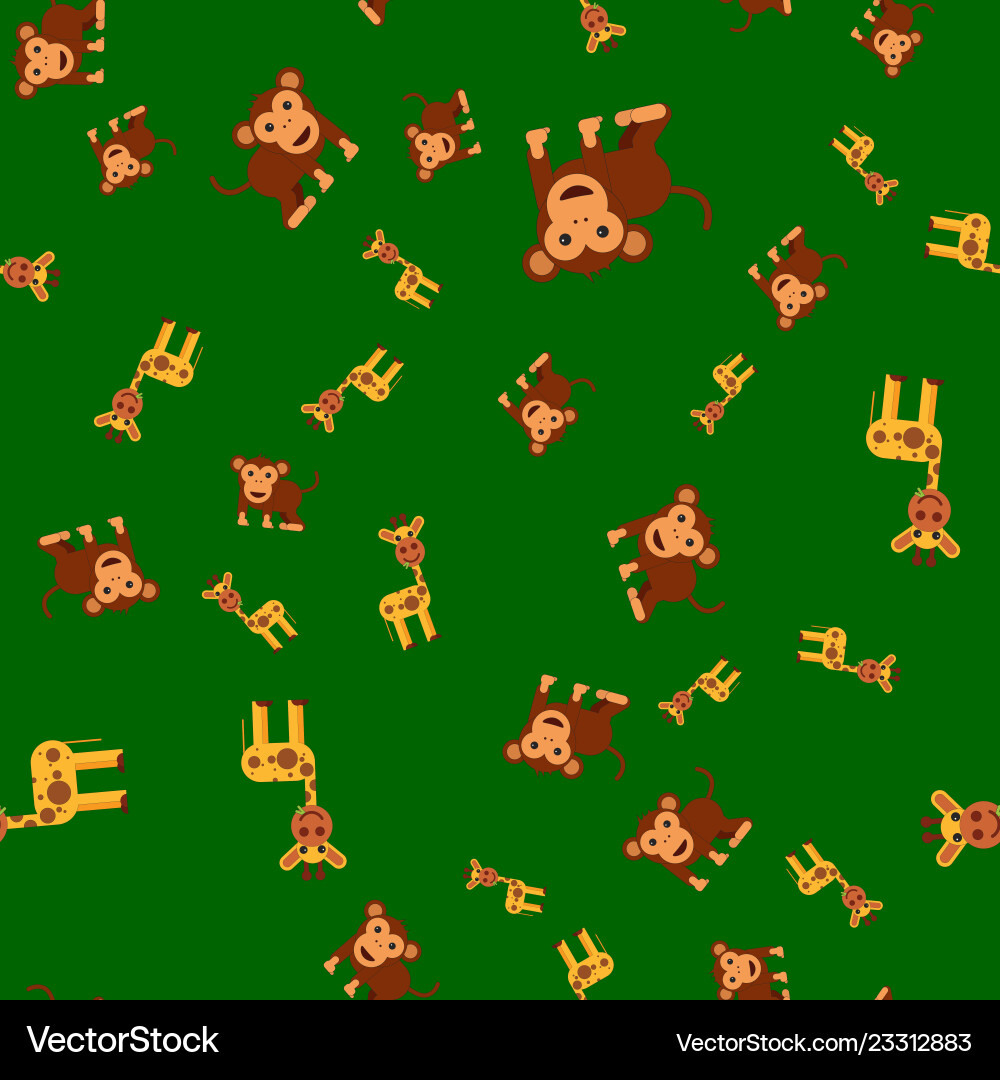 Seamless pattern of giraffe and monkey Seamless pattern of giraffe and monkey vector image