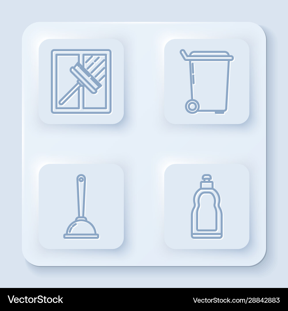 Set line squeegee scraper wiper trash can Set line squeegee scraper wiper trash can Vector Image