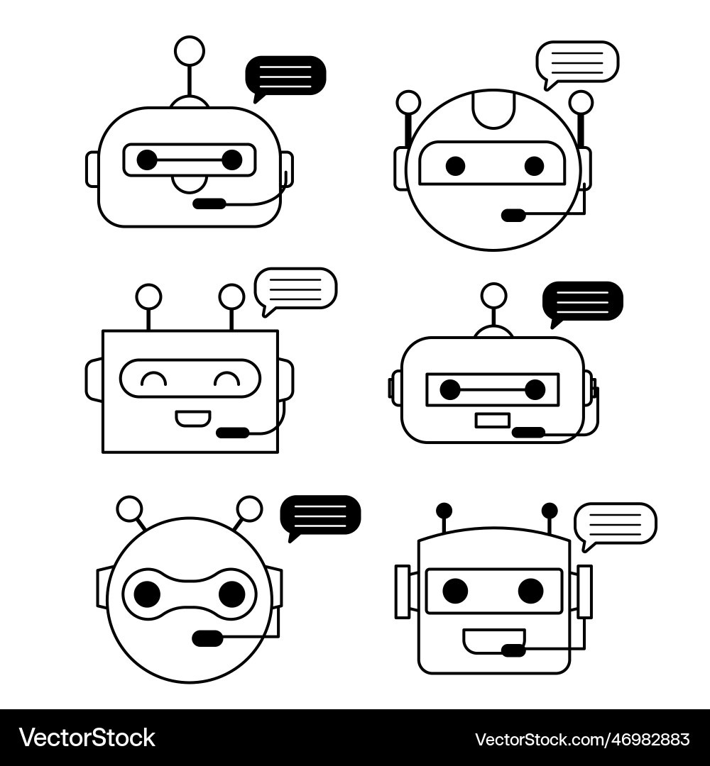 Set of chatbot icon t with speech bubble Set of chatbot icon t with speech bubble vector image