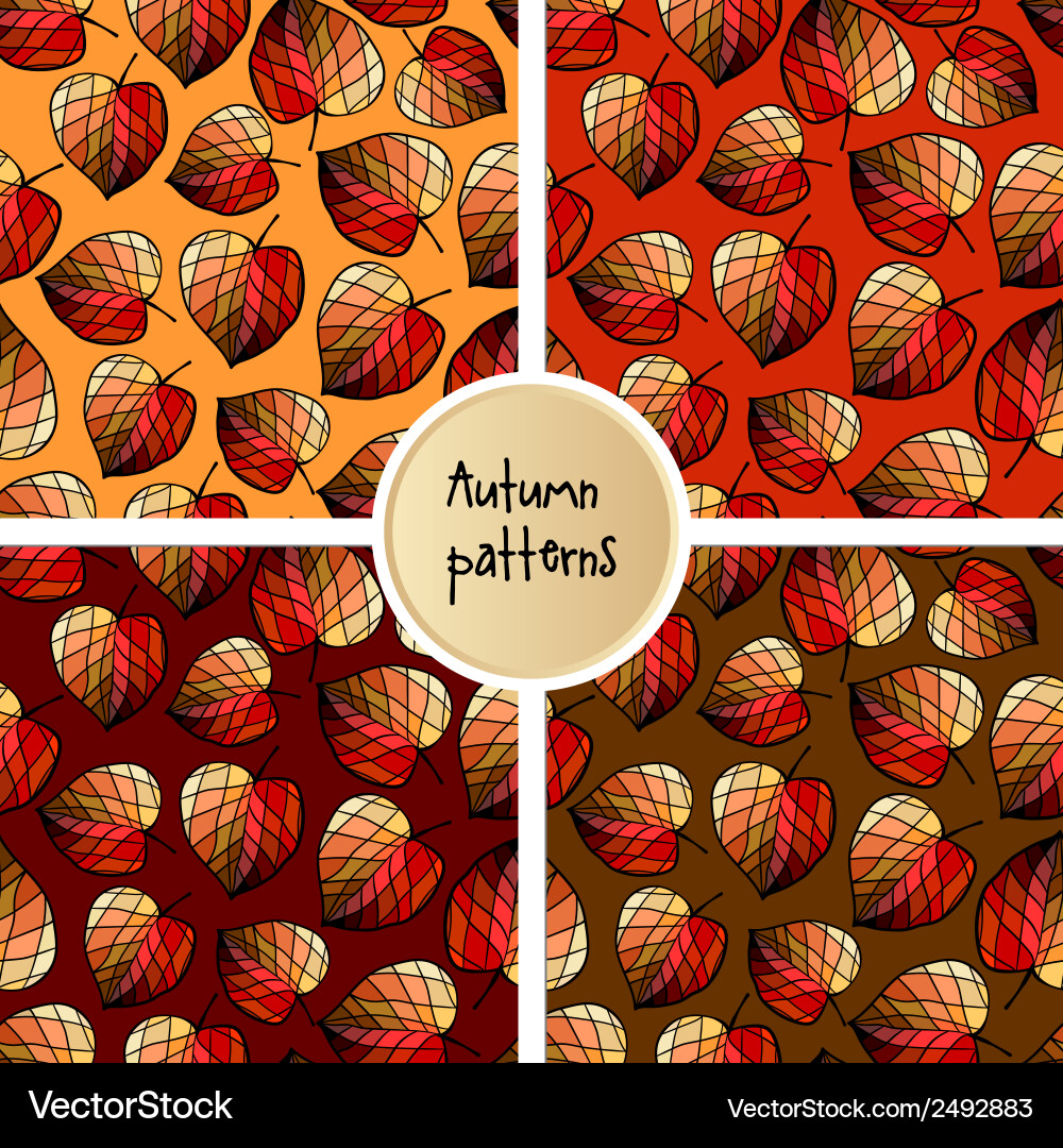 Set of seamless pattern with stylized leaves vector image