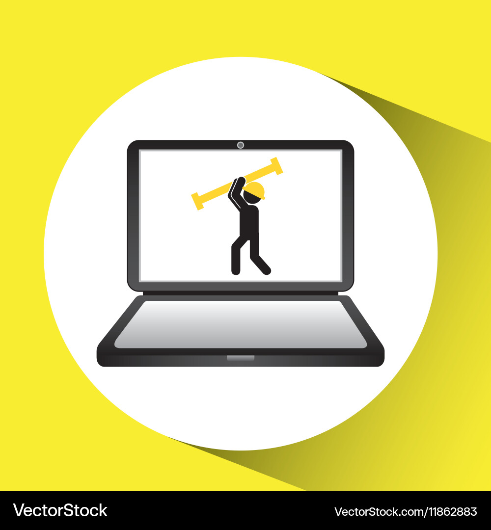 Under construction web page worker tool Vector Image