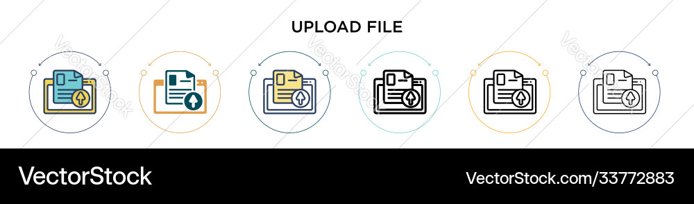 Upload file icon in filled thin line outline Upload file icon in filled thin line outline Vector Image