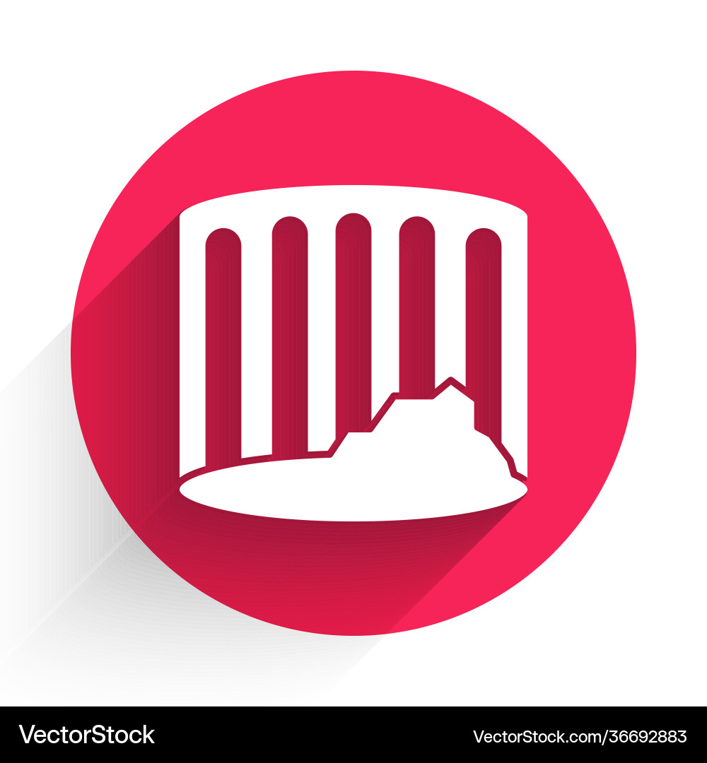 White ancient column icon isolated with long Vector Image