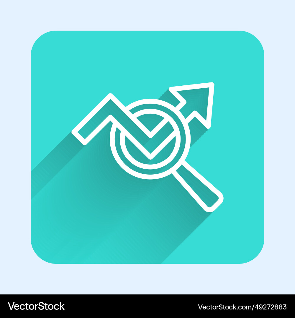 White line magnifying glass and data analysis White line magnifying glass and data analysis vector image