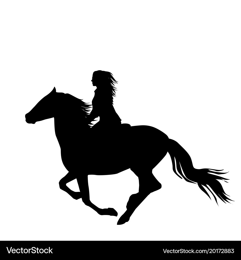 Woman Rider Silhouette Running Horse vector image