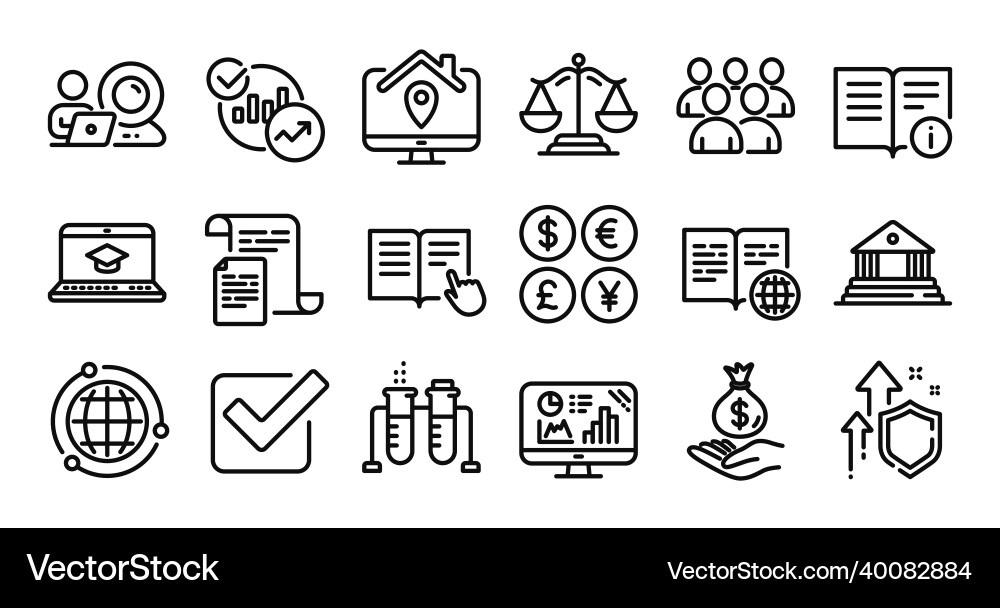 Documents work home and read instruction line Vector Image