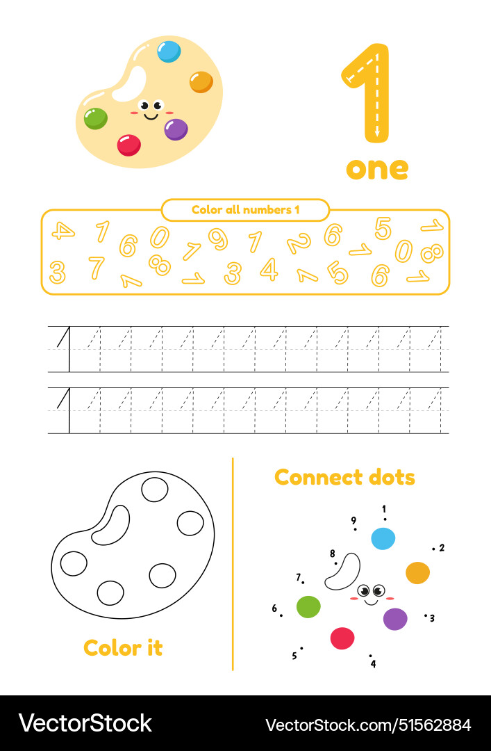 Educational worksheet with color object dot Vector Image