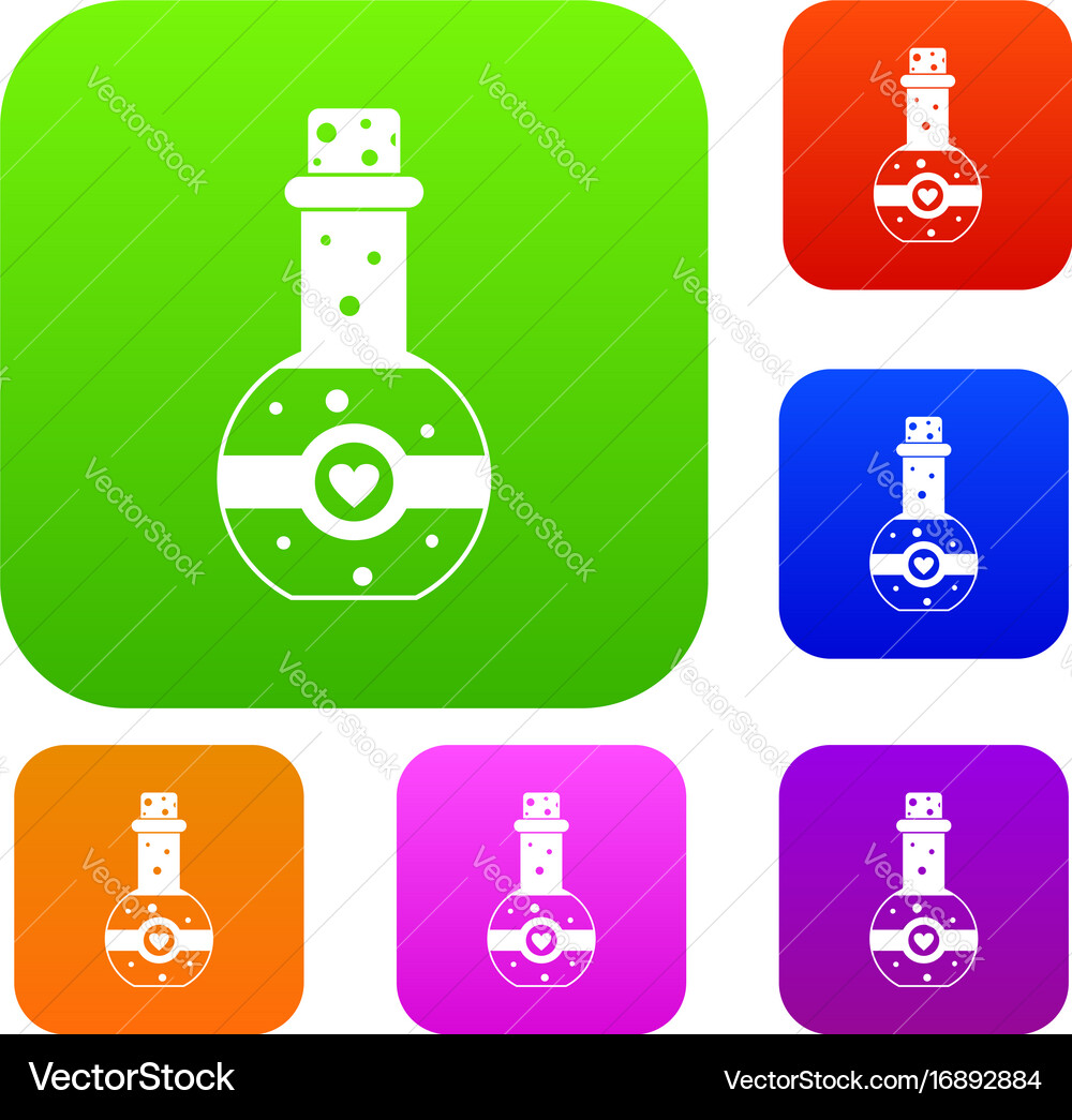 Flask of love elixir set collection vector image