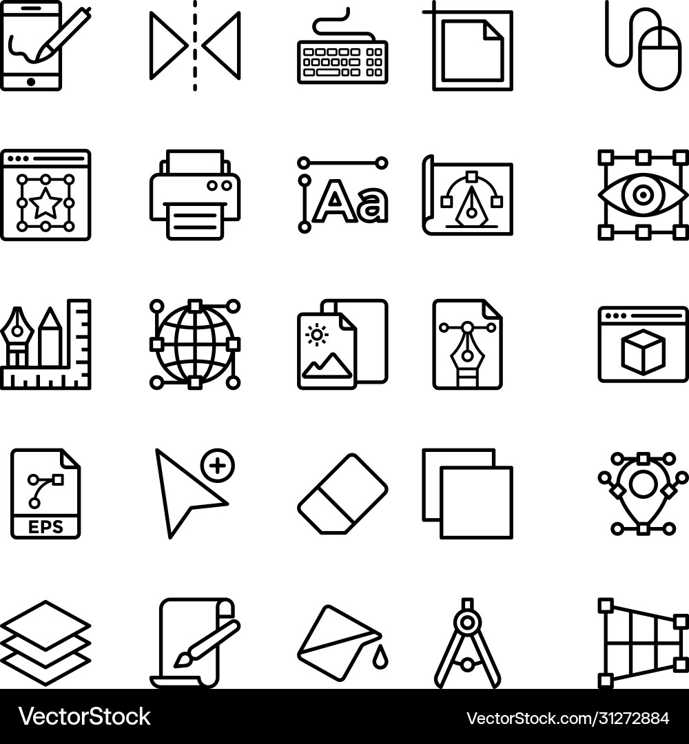 Graphics designing icons collection Vector Image