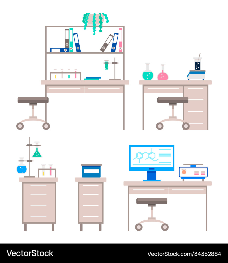 Laboratory with devices for experiments set Laboratory with devices for experiments set vector image