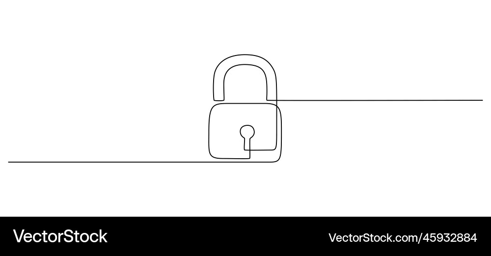 One continuous line drawing of padlock outline Vector Image