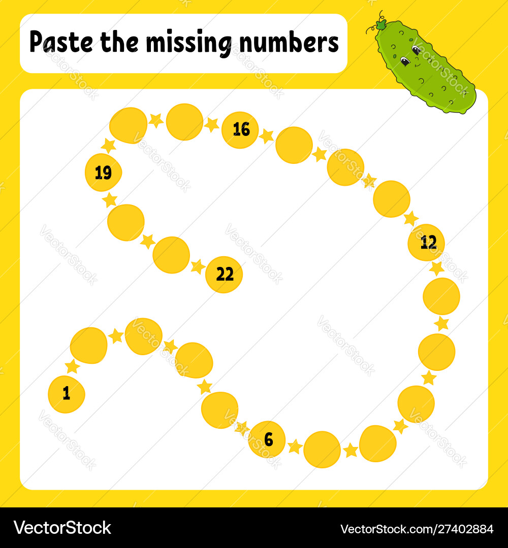 Paste missing numbers handwriting practice Paste missing numbers handwriting practice Vector Image