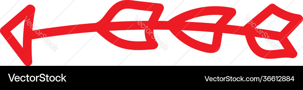Red arrow with three tails pointed to left vector image
