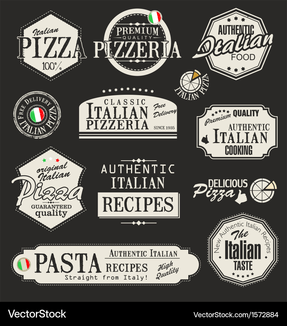 Retro Pizza Labels & Stamps Vector Image
