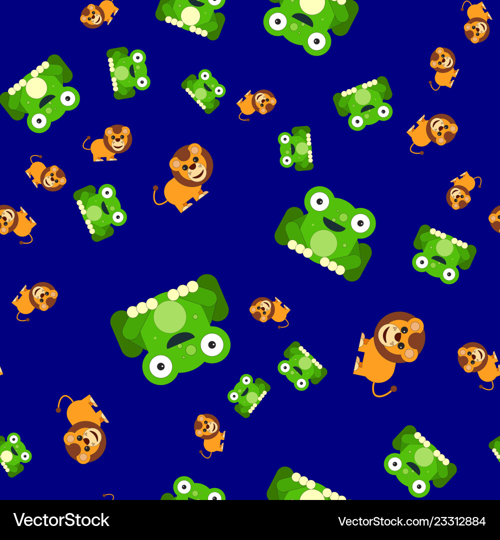 Seamless pattern of frogs and a lion Seamless pattern of frogs and a lion vector image