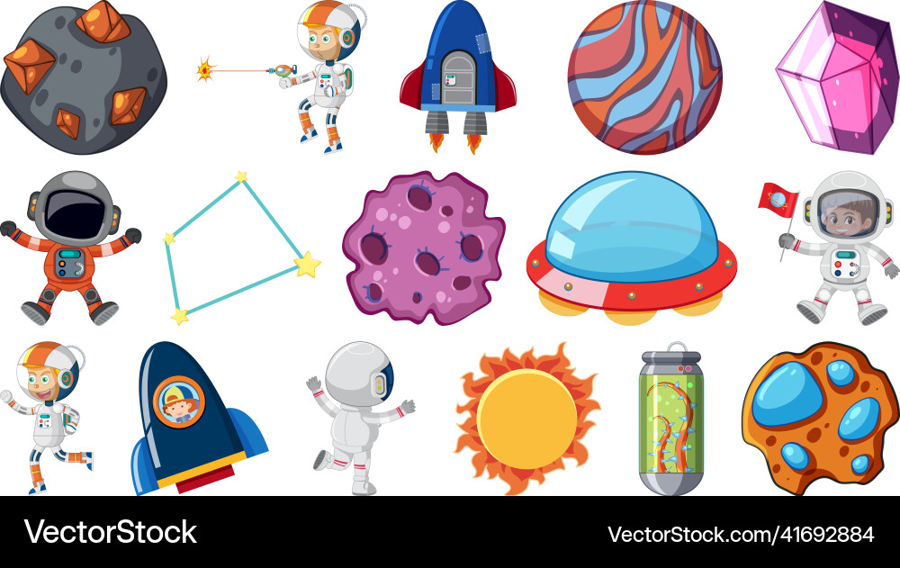 Set of isolated fantasy space game objects Set of isolated fantasy space game objects vector image