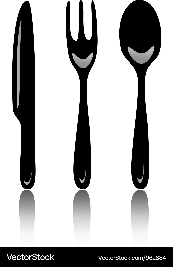 Silverware Set - Spoon, Fork & Knife Vector Image