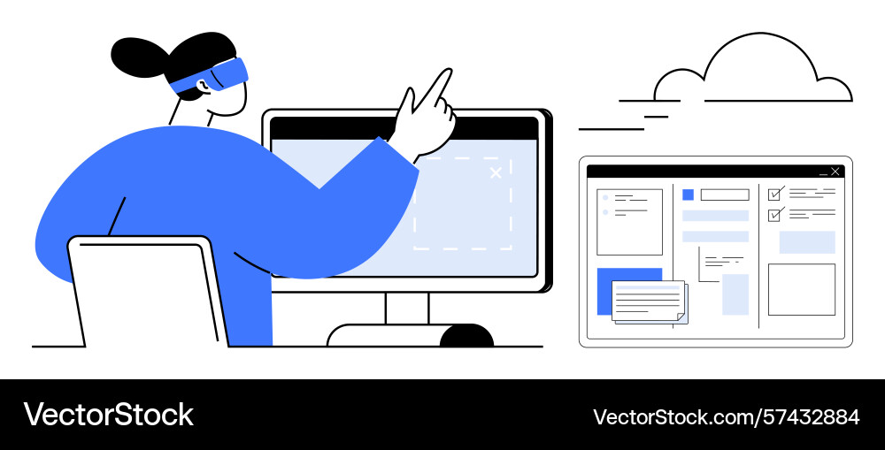 Virtual collaboration and cloud-based workflow Virtual collaboration and cloud-based workflow Vector Image