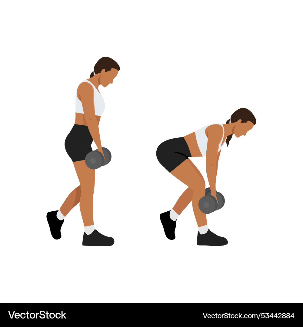 Young woman doing b stance romanian deadlift Young woman doing b stance romanian deadlift vector image