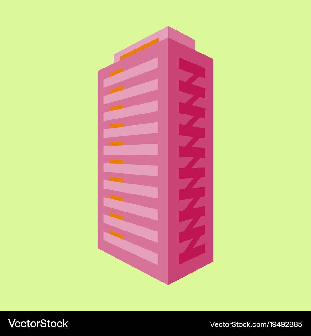 A modern multi-storey building with complex vector image