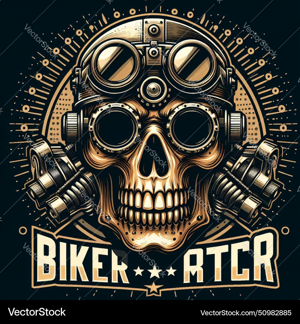 Biker skull logo Royalty Free Vector Image - VectorStock