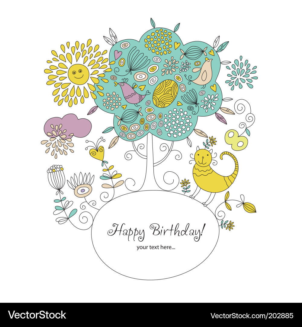 Cheerful Floral Birthday Card vector image