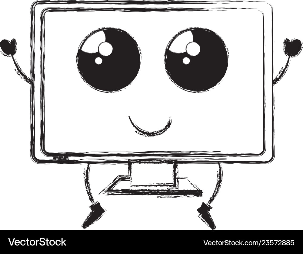 Computer display kawaii character Computer display kawaii character vector image