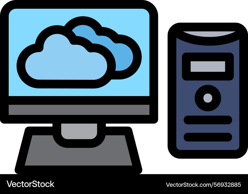 Computer line filled style icon design vector image