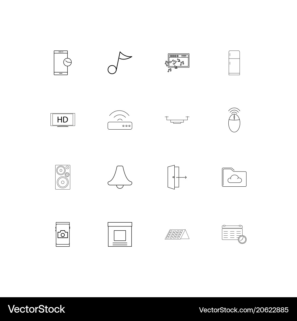 Devices simple linear icons set outlined Vector Image