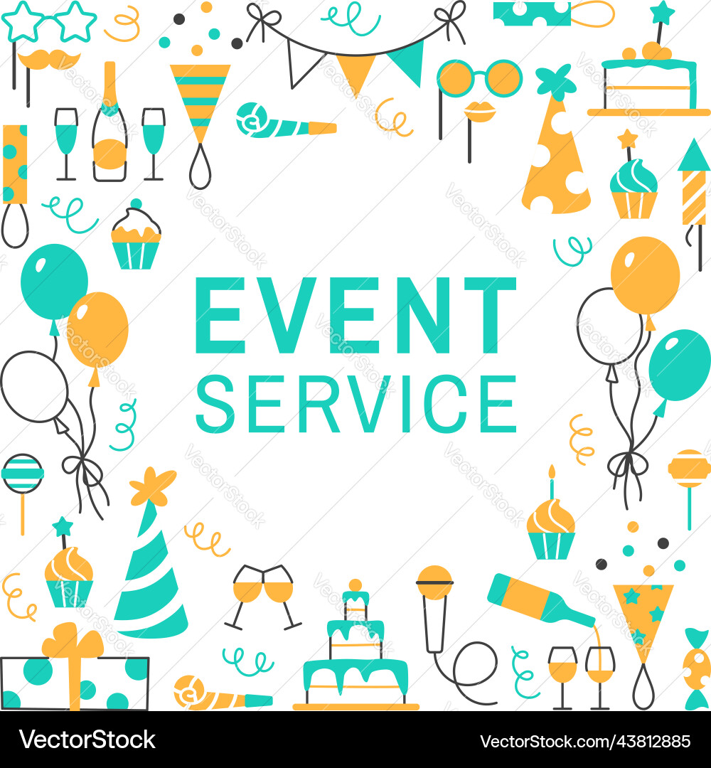 Event service flat line square frame with circle Event service flat line square frame with circle vector image
