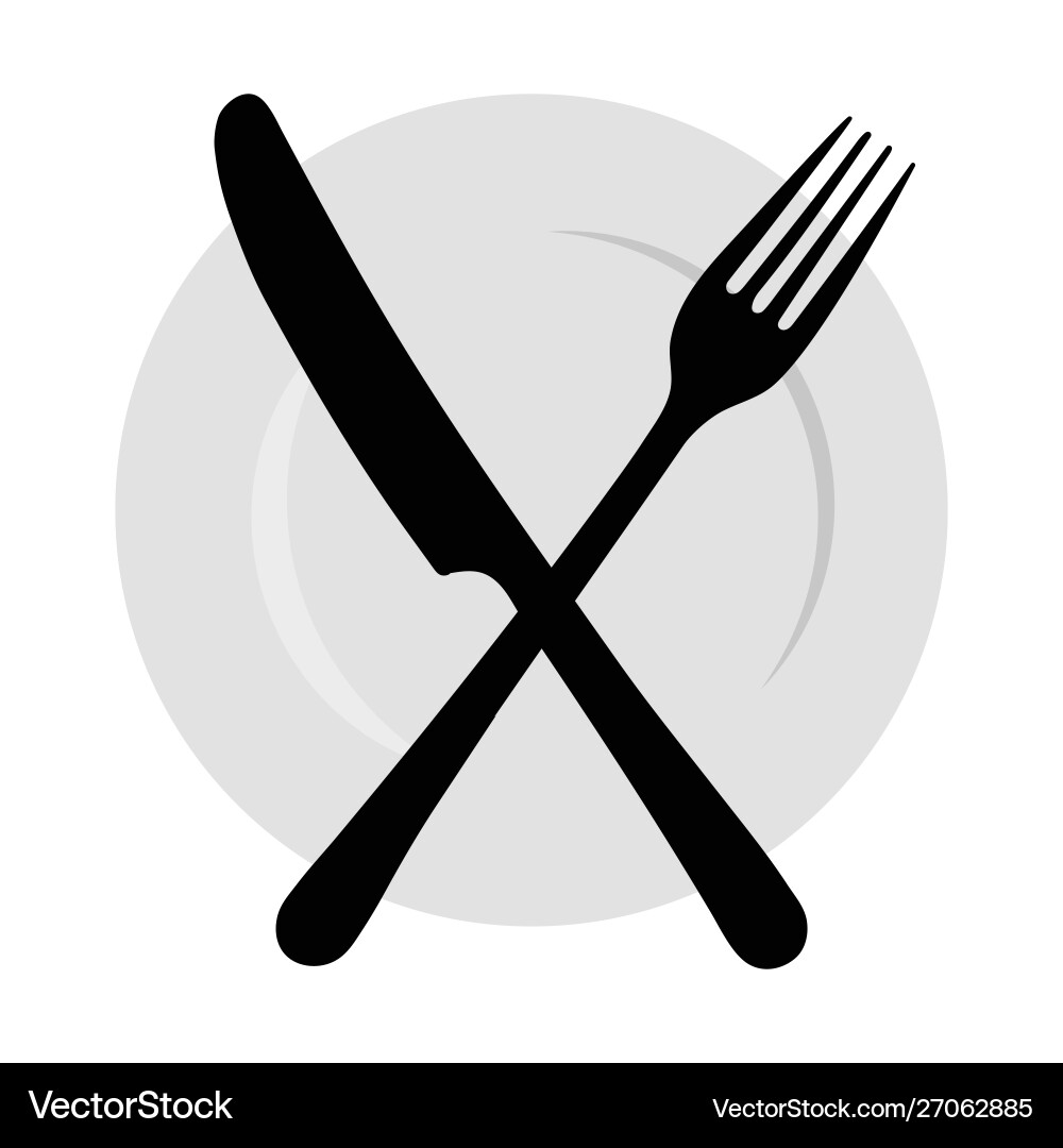 Fork and Knife Plate Logo Vector Image
