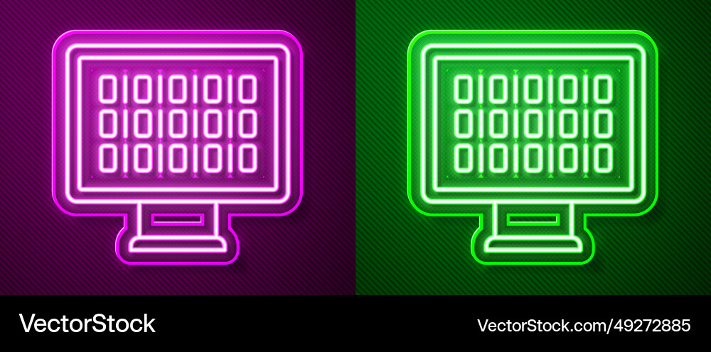 Glowing neon line binary code icon isolated Glowing neon line binary code icon isolated vector image