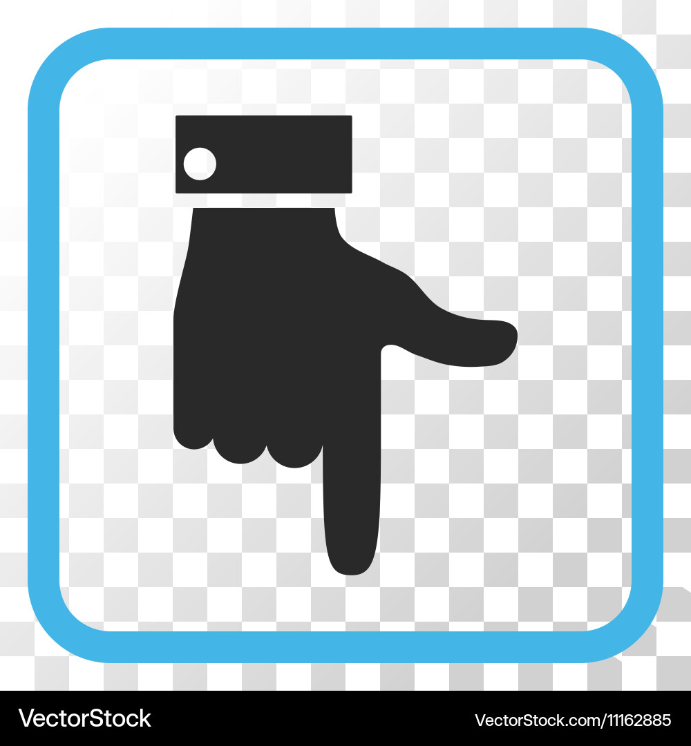 Hand pointer down icon in a frame vector image