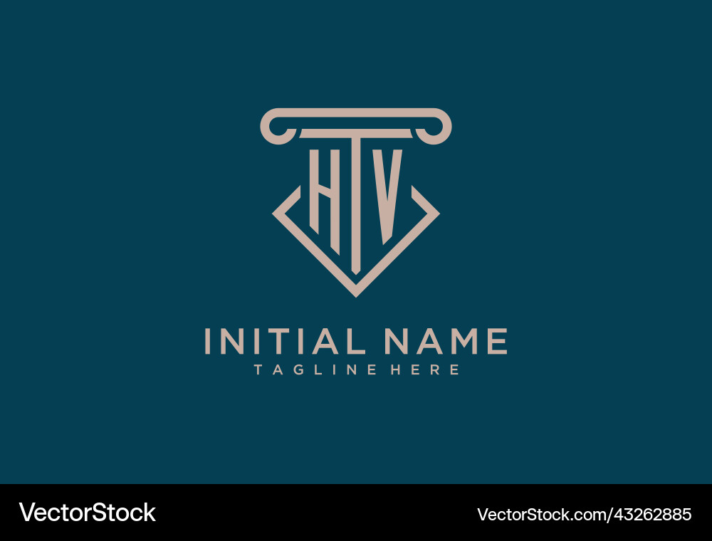 Hv initial with pillar icon design clean Vector Image