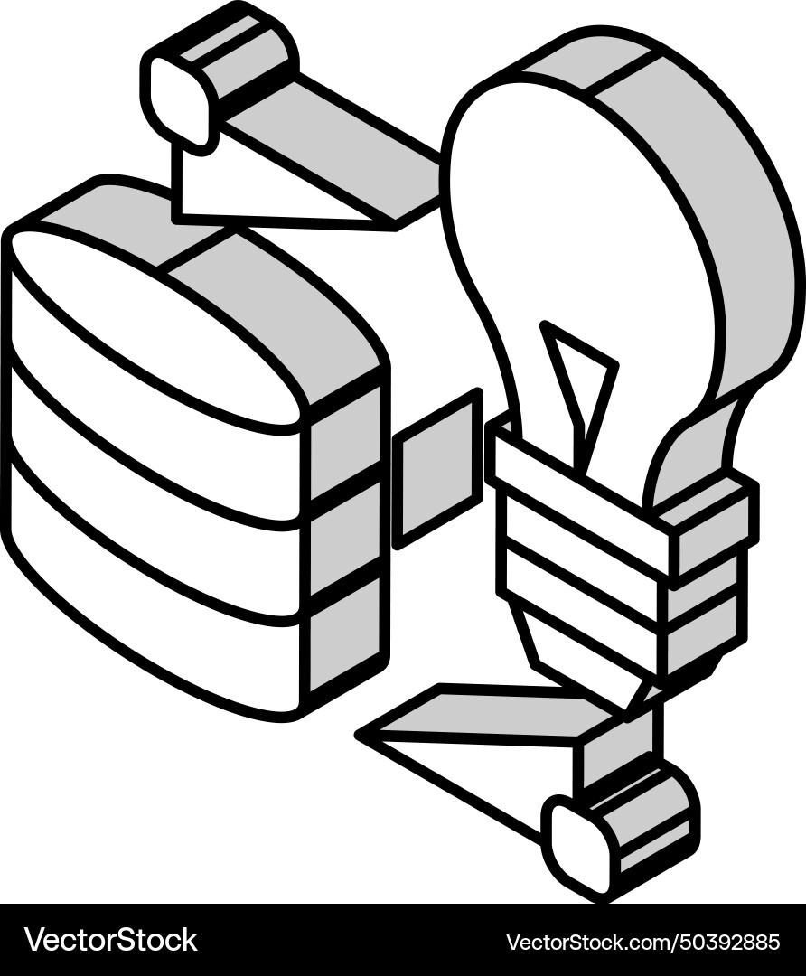 Idea realization digital processing isometric icon Idea realization digital processing isometric icon vector image