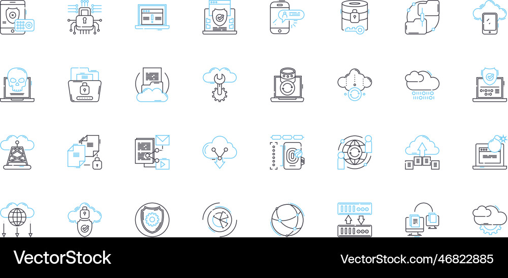 Information security linear icons set encryption Information security linear icons set encryption Vector Image