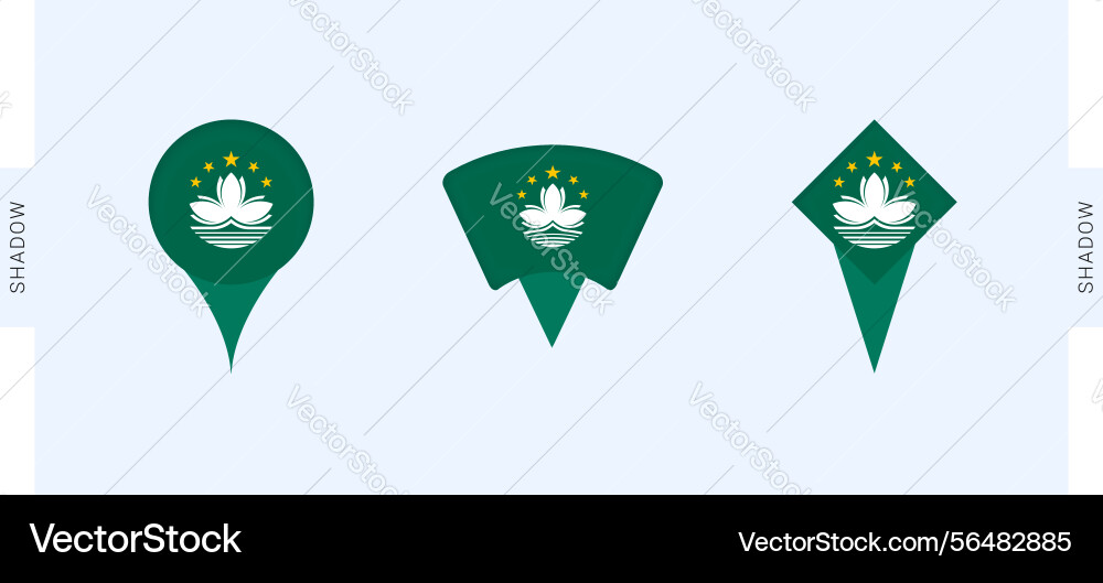 Macau map markers set perfect for projects vector image