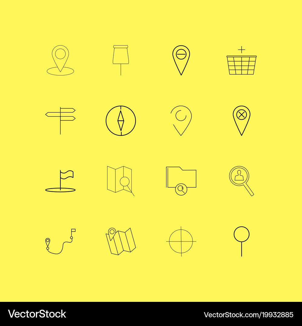Map and navigation linear icon set simple outline vector image