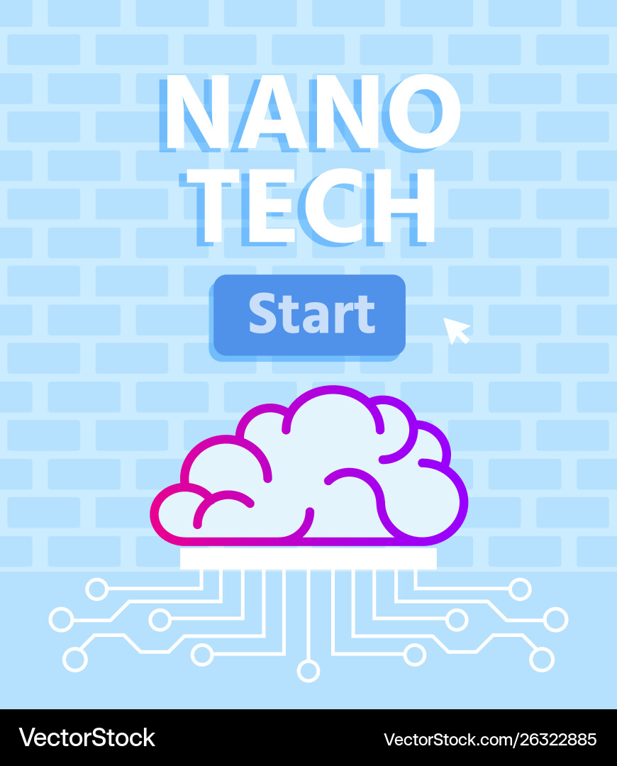 Nano tech brain development with microprocessor vector image
