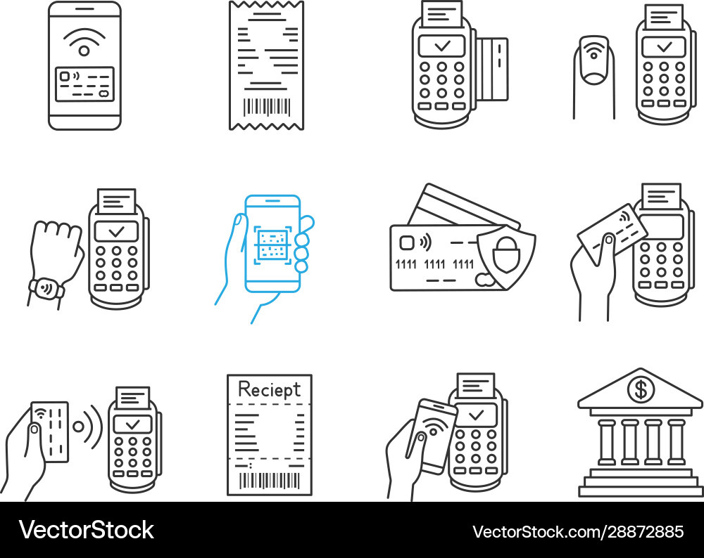 NFC Payment Icons - Linear Style vector image