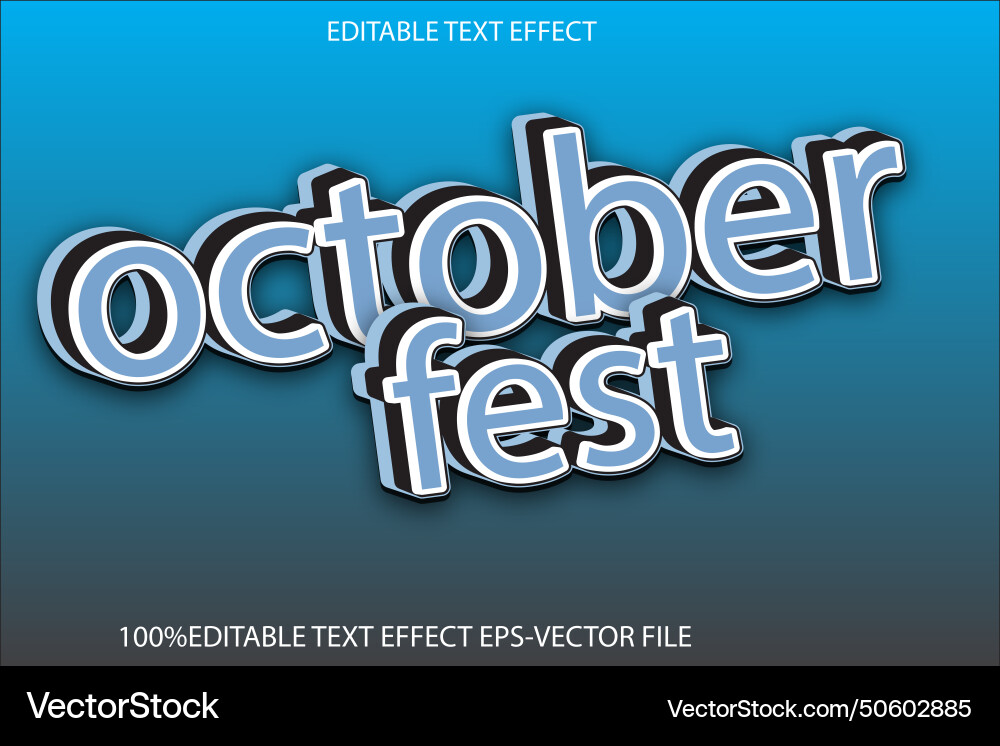 October fast editable text effect 3d emboss style Vector Image