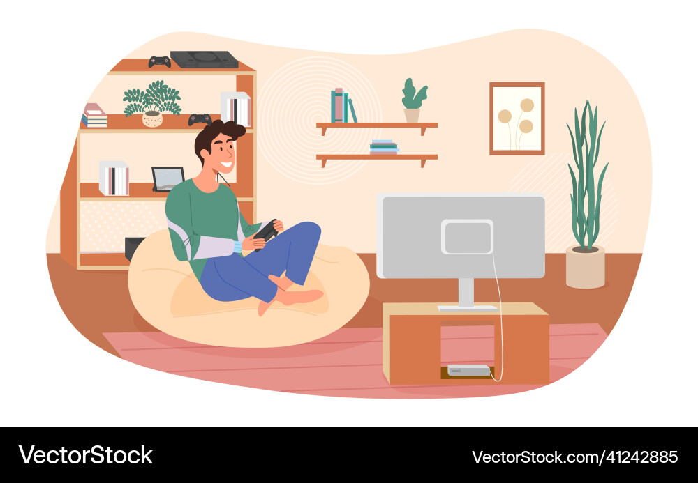 Playing computer games Playing computer games vector image