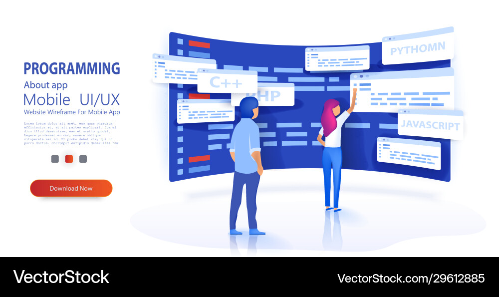 Programmers Correcting Code - Teamwork vector image