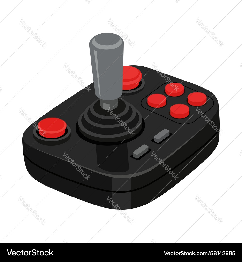 Retro Black Joystick with Red Buttons Vector Image