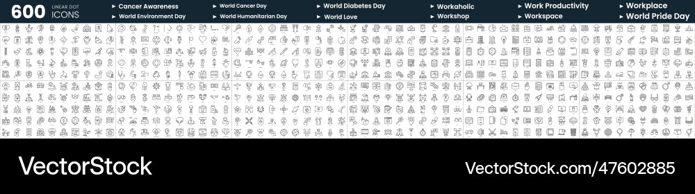 Set of 600 thin line icons in this bundle include Set of 600 thin line icons in this bundle include vector image