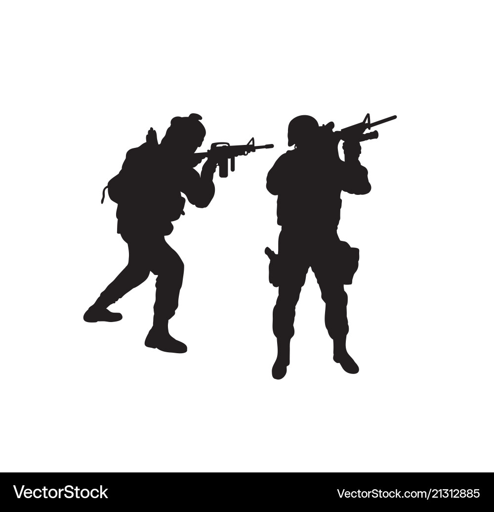 Silhouetted Soldiers Vector Image